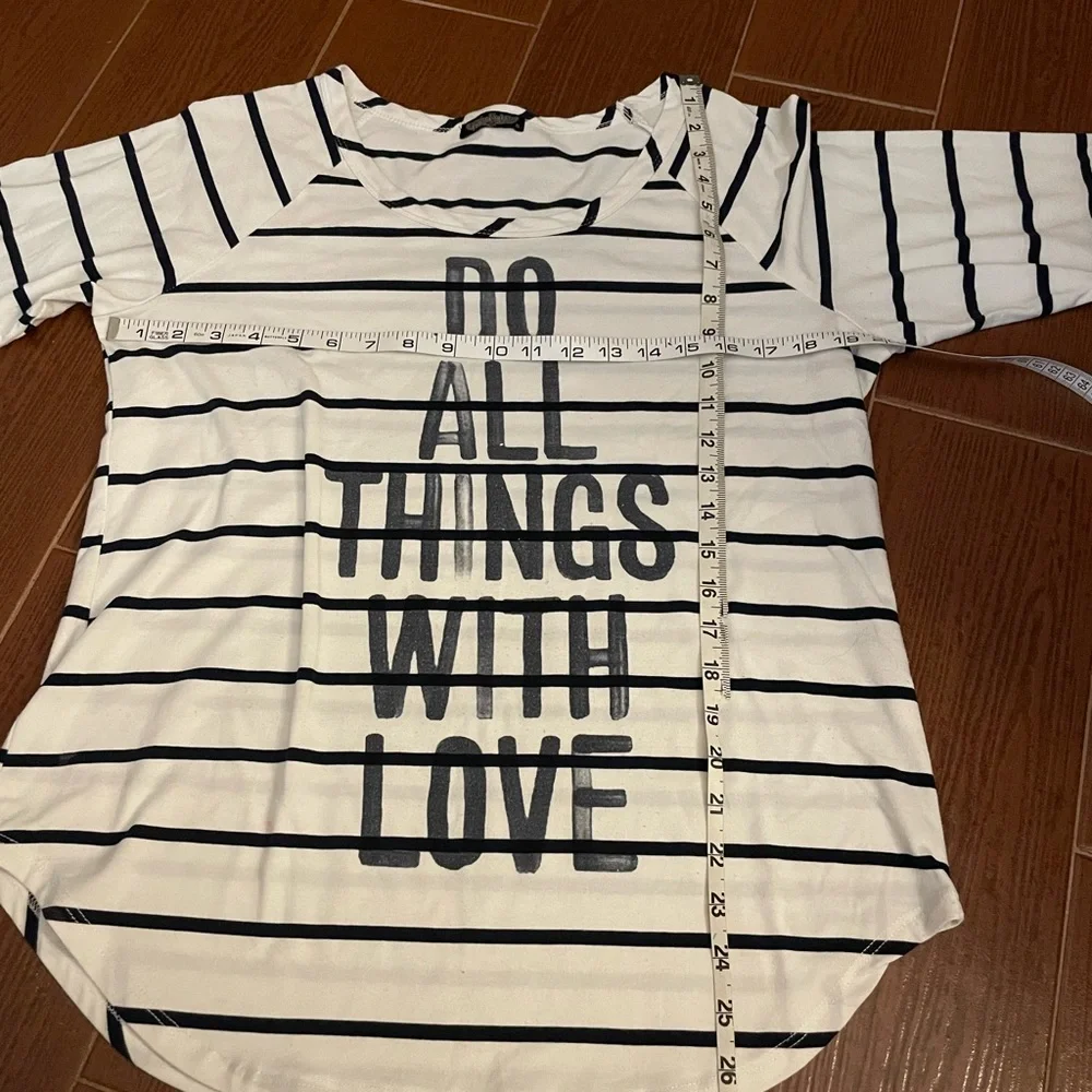 🚨 SOLD 🚨Vanilla Sugar stripe Tee Shirt Blue Black White size XL Do All Things - Picture 10 of 11